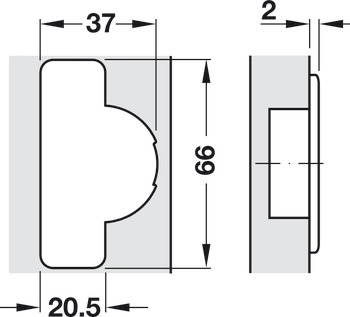 Bisagra de cazoleta, Häfele Metalla 510 Push A/SM 110°, tope central/doble