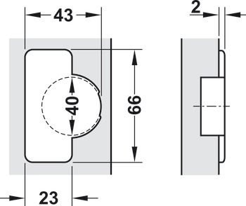 Bisagra de cazoleta, Häfele Metalla 510 A/SM 94°, para puertas de madera de hasta 40 mm, tope de esquina