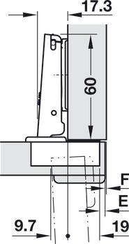 Bisagra de cazoleta, Häfele Metalla 510 A/SM 94°, para puertas de madera de hasta 40 mm, tope de esquina
